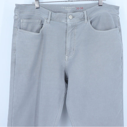 7Diamonds Generation 5-Pocket Pants Grey Slim Straight Cotton Men's 36X30