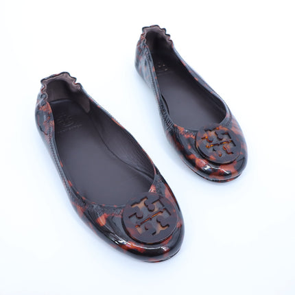 TORY BURCH Minnie Travel Ballet Flats NWOT Tortoise Brown Slip On Women's 6.5