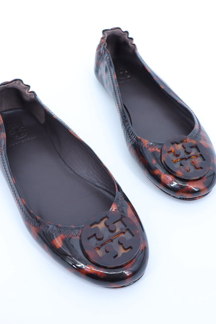 TORY BURCH Minnie Travel Ballet Flats NWOT Tortoise Brown Slip On Women's 6.5