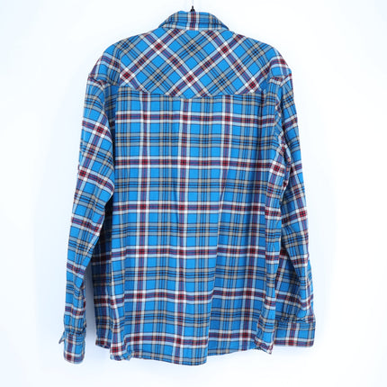STIO Slipstone Midweight Flannel Shirt Blue Plaid Cotton Long Sleeve Men's XL
