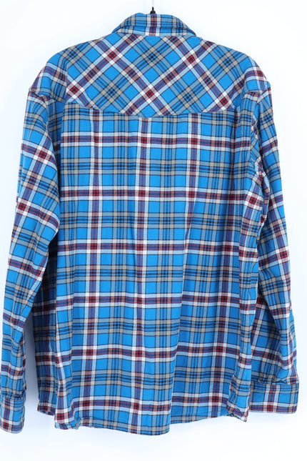 STIO Slipstone Midweight Flannel Shirt Blue Plaid Cotton Long Sleeve Men's XL