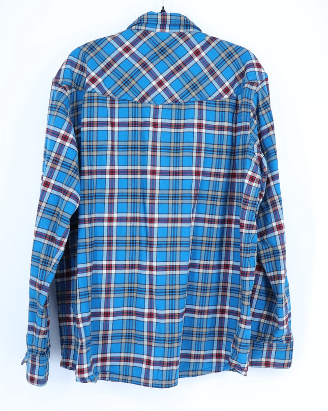 STIO Slipstone Midweight Flannel Shirt Blue Plaid Cotton Long Sleeve Men's XL