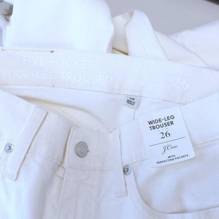 J. Crew 5-Pocket Wide Leg Trousers White NWT High Rise Denim Women's 26