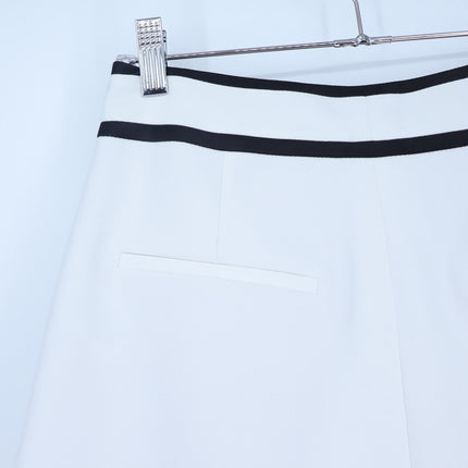 Alice + Olivia Esta Pleated Short White High Rise Contrast Trim Casual Women's 4