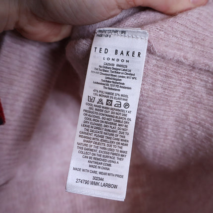 TED BAKER Larbow Statement Bow Sweater NWT Pink Wool Pullover Women's 0/US 2