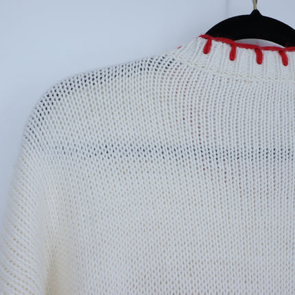 Bailey Rose Bow Pullover Sweater Cream and Red NWT Long Sleeve Women's S