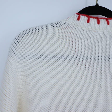 Bailey Rose Bow Pullover Sweater Cream and Red NWT Long Sleeve Women's S
