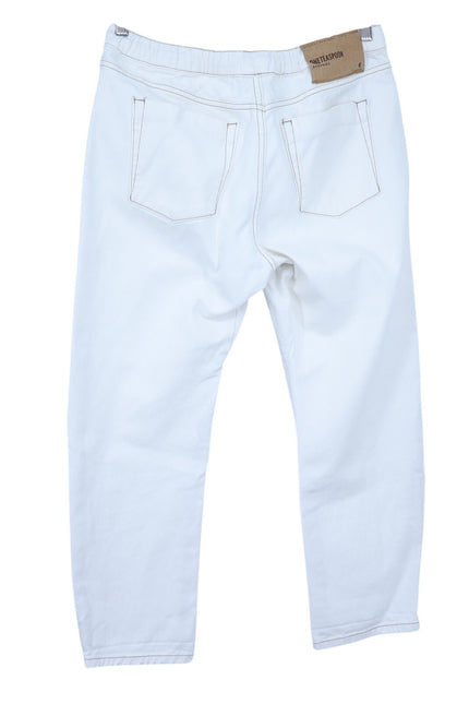 ONE TEASPOON Shabbies Drawstring Jeans White Straight Leg Boyfriend Women's M