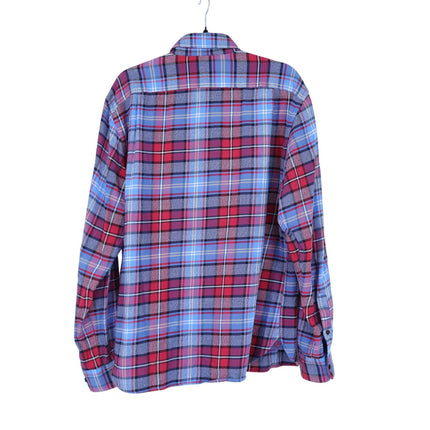 Hammer Made Flannel Button Down Shirt Red Blue Plaid Long Sleeve Men's L-XL/17