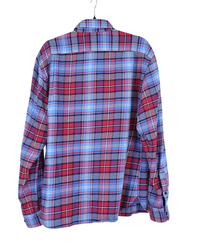 Hammer Made Flannel Button Down Shirt Red Blue Plaid Long Sleeve Men's L-XL/17