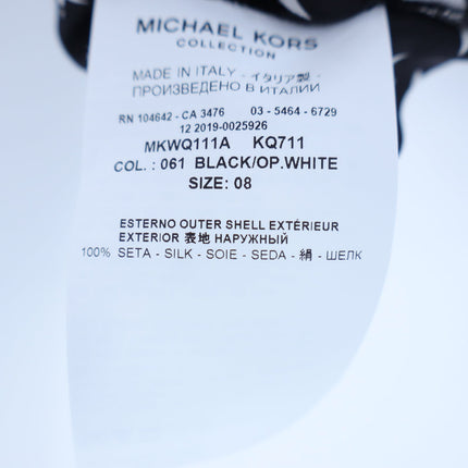 Michael Kors Star Crepe de Chine Skirt Black and White Pleated Silk Women's 8