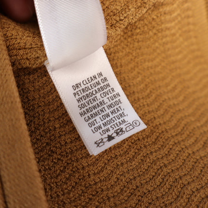 ST. JOHN Racking Stitch Knit Cardigan Tan Front Pockets Button Up Women's L