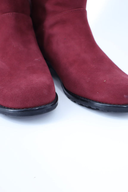 STUART WEITZMAN Back Talk Suede Knee High Boots Scarlet Red Gold Women's 5.5M