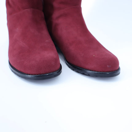STUART WEITZMAN Back Talk Suede Knee High Boots Scarlet Red Gold Women's 5.5M
