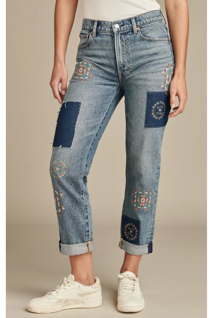 LUCKY NWT Legend Mid Rise Boy Jeans Blue Medium Wash Straight Leg Women's 10