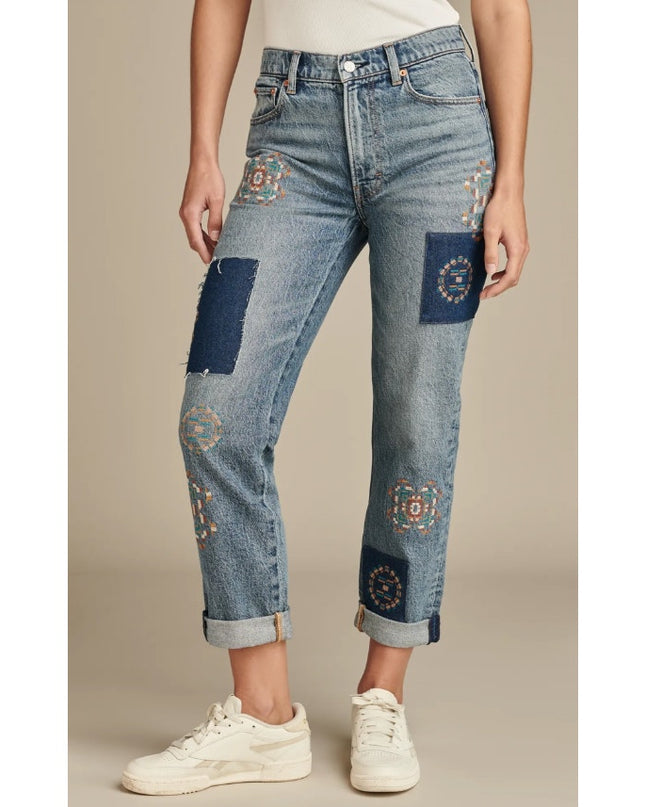 LUCKY NWT Legend Mid Rise Boy Jeans Blue Medium Wash Straight Leg Women's 10