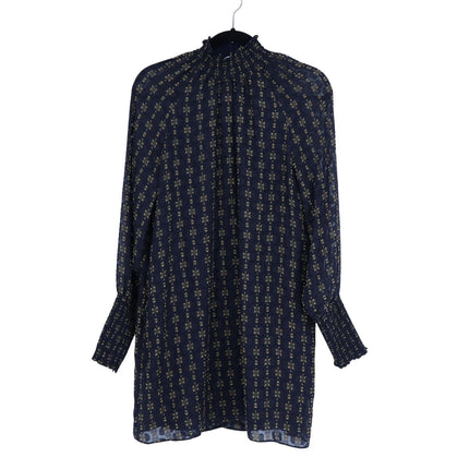 AMANDA UPRICHARD Noemi Dress Navy and Gold Long Sleeve Shift Women's M
