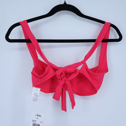 L*Space Camellia Bikini Top Pink Bougainvillea NWT Tie Back Strap Women's S