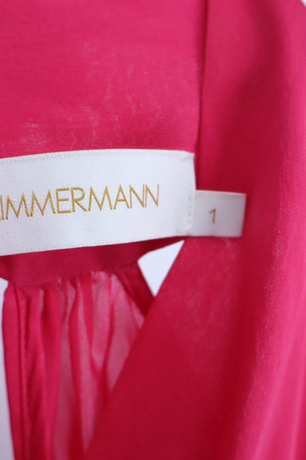 ZIMMERMANN Pink Silk Halter Blouse Tie-Neck Fuchsia Sleeveless Women's 1/US 2