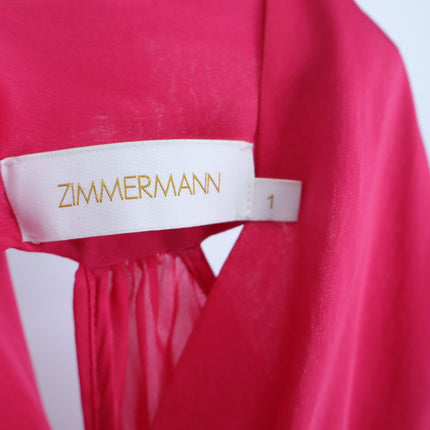 ZIMMERMANN Pink Silk Halter Blouse Tie-Neck Fuchsia Sleeveless Women's 1/US 2