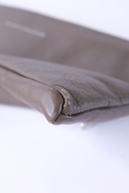 MM6 Dark Taupe Clutch Maison Martin Margiela Pebbled Leather Two Pocket Wallet
