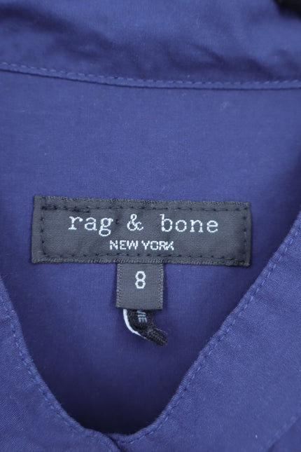 RAG & BONE Louisa Twisted Mini Dress Navy Sleeveless Cotton Poplin Women's 8