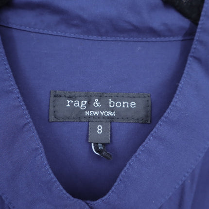 RAG & BONE Louisa Twisted Mini Dress Navy Sleeveless Cotton Poplin Women's 8