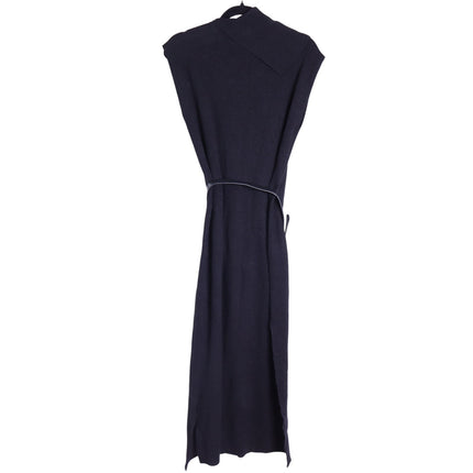 KAREN MILLEN Belted Knit Midi Dress NWT Black Wool Blend Short Sleeve Women's XS