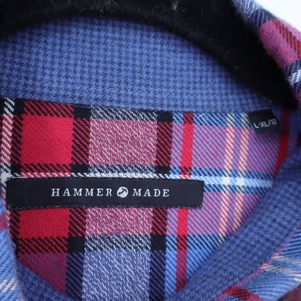 Hammer Made Flannel Button Down Shirt Red Blue Plaid Long Sleeve Men's L-XL/17