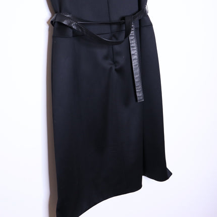 REED KRAKOFF Sleeveless Belted Dress Black Knee Length V Neck Women's 6