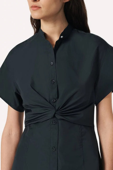 RAG & BONE Gretchen Twisted Mini Shirt Dress Black Short Sleeve Women's 8