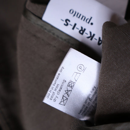 AKRIS PUNTO Fiorella Belted Pants Dark Olive Cropped Wide-Leg Linen Women's 16