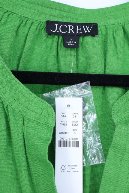 J. CREW Green Cabana Linen Mini Shift Dress NWT Summer Moss Belted Women's S