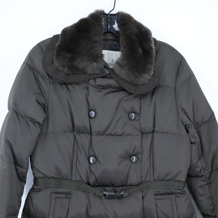 Moncler Alchemille Giubbotto Down Puffer Coat Brown Double Breasted Women's 2/M