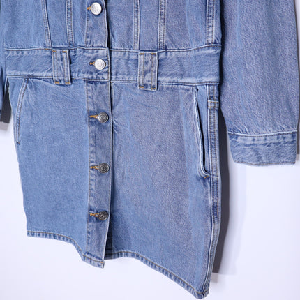 GANNI Washed Denim Long Sleeve Mini Dress Indigo Long Sleeve Women's 36/ US 4