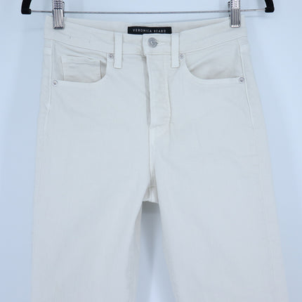 VERONICA BEARD Ryleigh Slim Straight Jeans Ecru High Rise Button Fly Women's 26