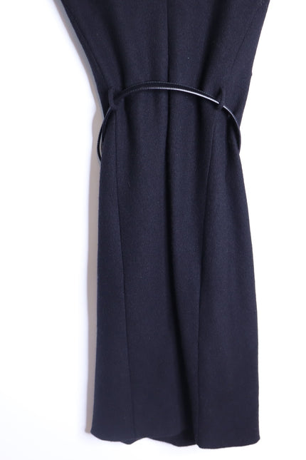 GUCCI Wool Surplice GG Belted Sheath Dress Black Short Sleeve Women's M