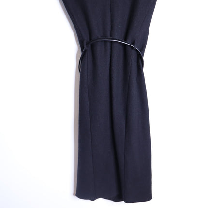 GUCCI Wool Surplice GG Belted Sheath Dress Black Short Sleeve Women's M
