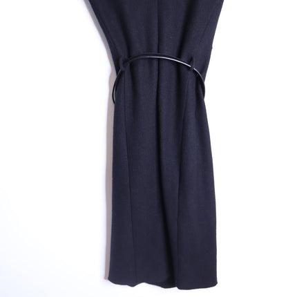 GUCCI Wool Surplice GG Belted Sheath Dress Black Short Sleeve Women's M