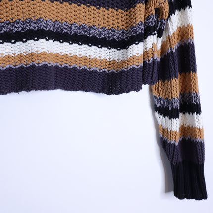 Free People Devon Sweater Sunflower Seed Combo Multicolored Stripe Women's XS