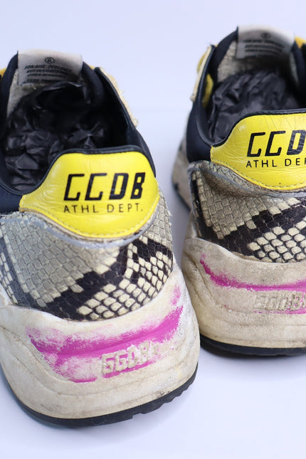 GOLDEN GOOSE Running Sole Sneaker Natural Snake Print and White Star Women's 40