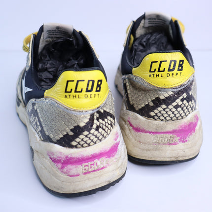 GOLDEN GOOSE Running Sole Sneaker Natural Snake Print and White Star Women's 40
