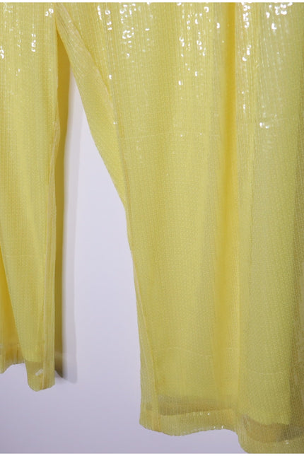 STAUD NEW Luisa Trouser Pleated Sequin Wide-leg Yellow High Rise Women's 16