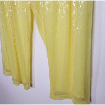 STAUD Luisa Sequin Trouser NWT Pleated Wide-leg Yellow High Rise Women's 16