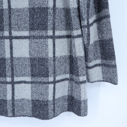 Margaret O'Leary Knits Plaid Sweater Jacket Gray Two Button Wool Women's XS
