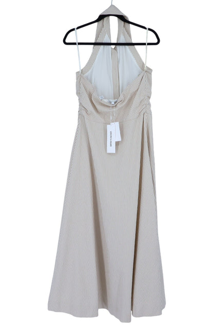 VERONICA BEARD Mackey Seersucker Dress Khaki White NWT Stretch Cotton Women's 10