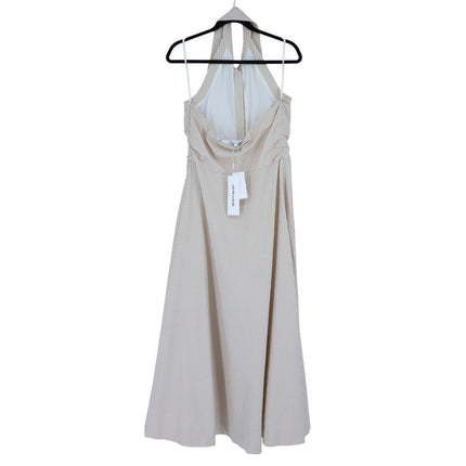 VERONICA BEARD Mackey Seersucker Dress Khaki White NWT Stretch Cotton Women's 10