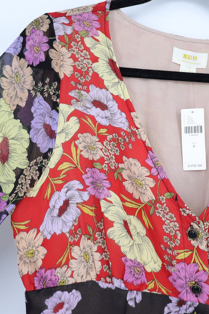 MAEVE Gardenia Wrap Dress Multicolored Floral NWT Long Sleeve Women's 8