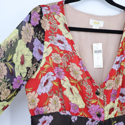 MAEVE Gardenia Wrap Dress Multicolored Floral NWT Long Sleeve Women's 8