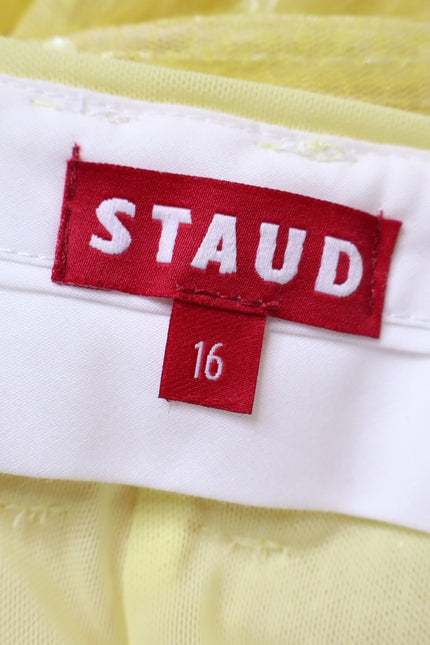 STAUD NEW Luisa Trouser Pleated Sequin Wide-leg Yellow High Rise Women's 16